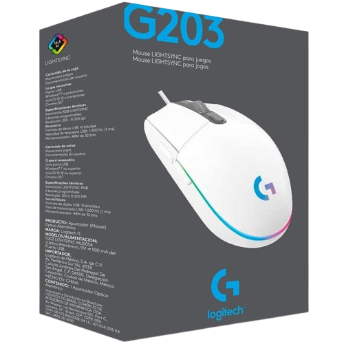 Mouse Gamer Logitech G203 RGB Lightsync Branco